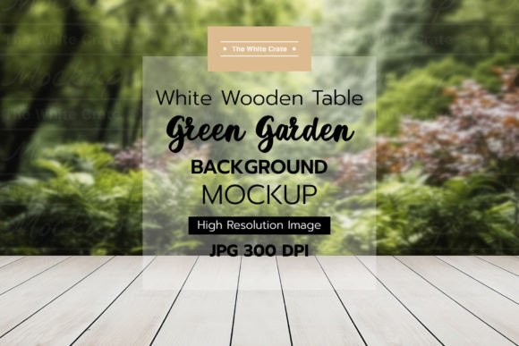 Download Wood Table with Garden Background Mockup - Premium Resources