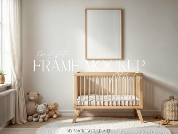 Download Nursery Frame Mockup PSD Frame Above Cot - Above Collection
