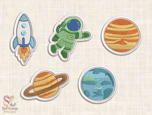 Download Space Adventure Embroidery Patch Set - Space Collection