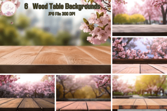 Download Wood Table with Sakura Mockup Background - Table Collection